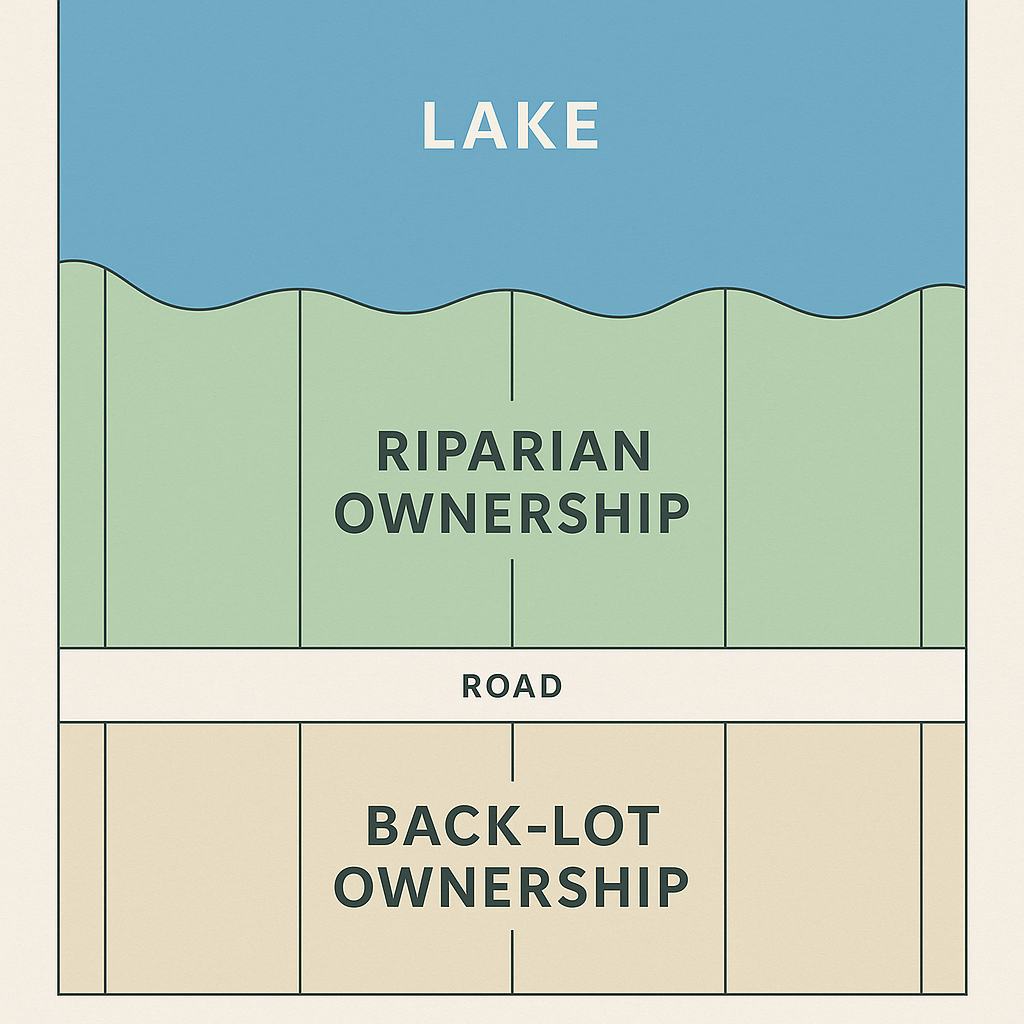 Diagram of Front Riparian Lots vs. Backlot Nonriparians 