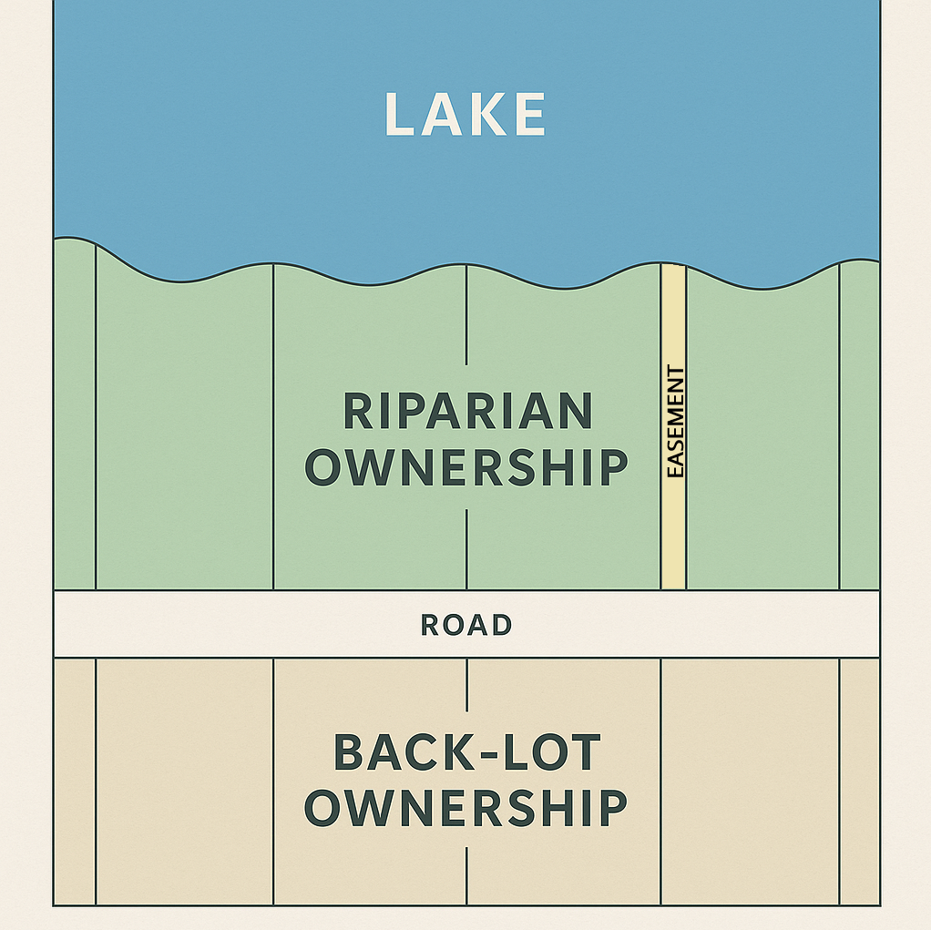 Diagram of Easement Across Front Riparian Lots vs. Backlot Nonriparians 